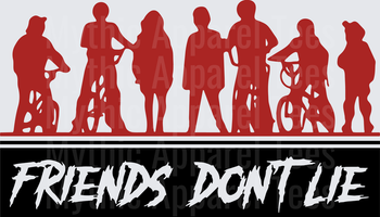 Stranger Things Friends Don't Lie Kids Silhouette Group Red