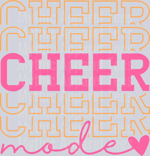 Cheer Mode Stacked Varsity Letters Pink and Yellow Cheerleader