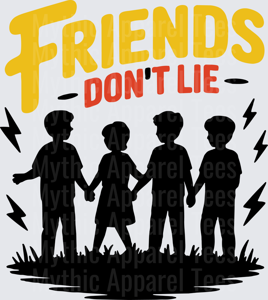Stranger Things Friends Don't Lie Kids Silhouette Lightning