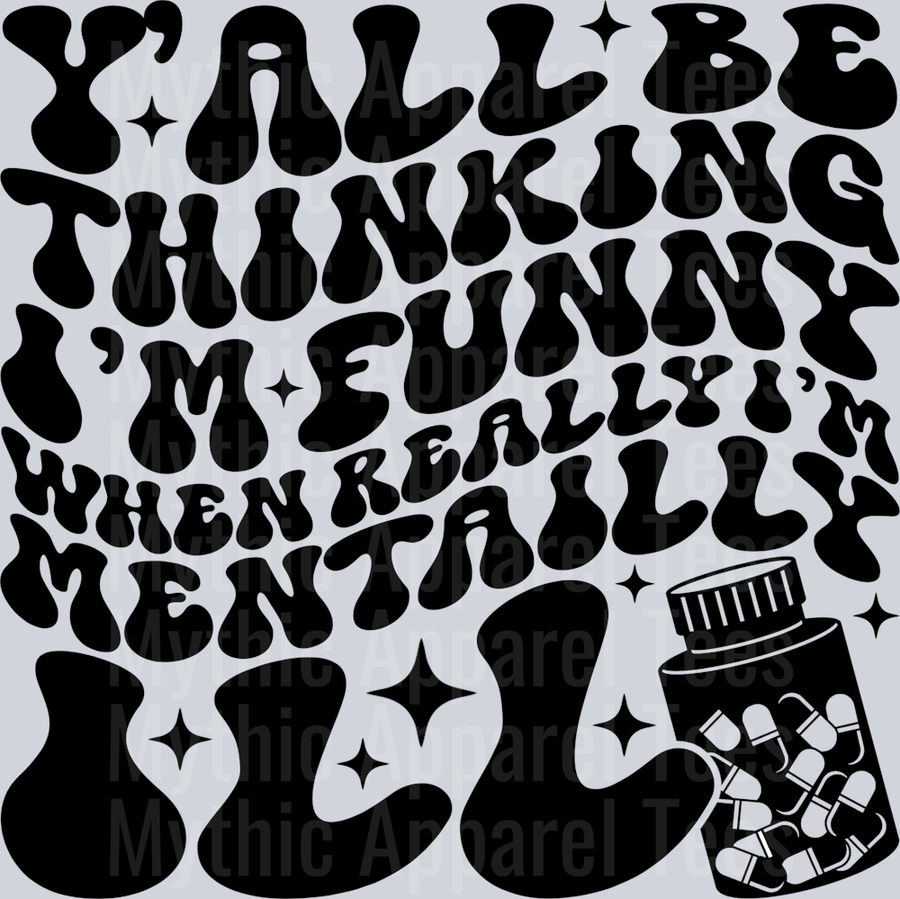 Yall Be Thinking Im Funny Pocket Funny Wavy Retro Words Black