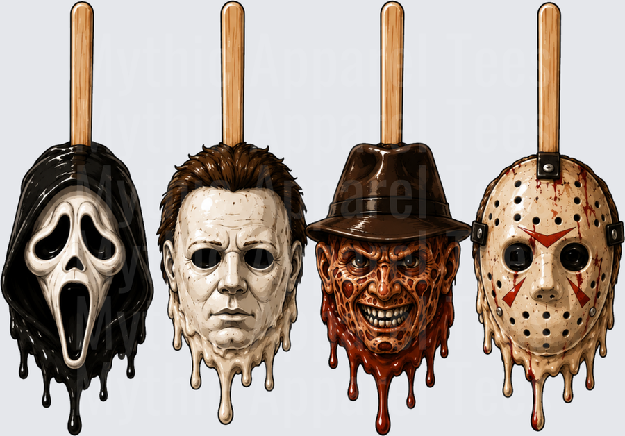Pro Horror Ghostface Scream Michael Myers Freddy Krueger Jason Voorhees Melting Popsicle Faces Horror Icon Quartet