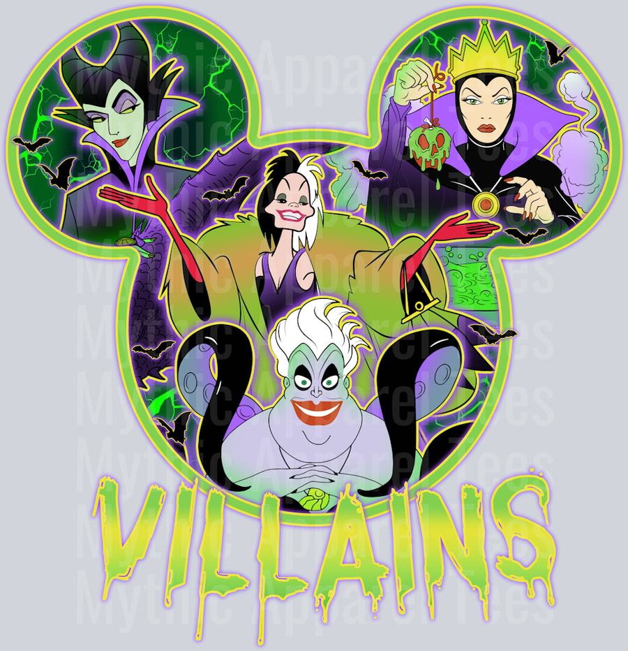 Mickey Ears Villains DTF Disney Villains Transfers