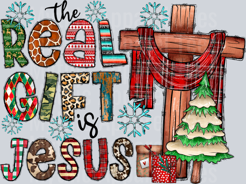 The Real Gift Is Jesus Religious DTF Christmas Transfers