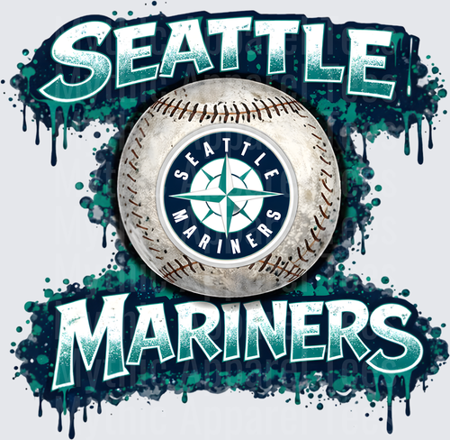 MLB Transfers Seattle Mariners Baseball Grunge Splash Design