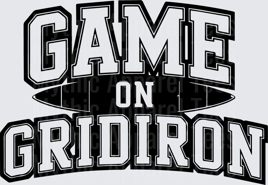 American Football Game On Gridiron Bold Varsity Text Design
