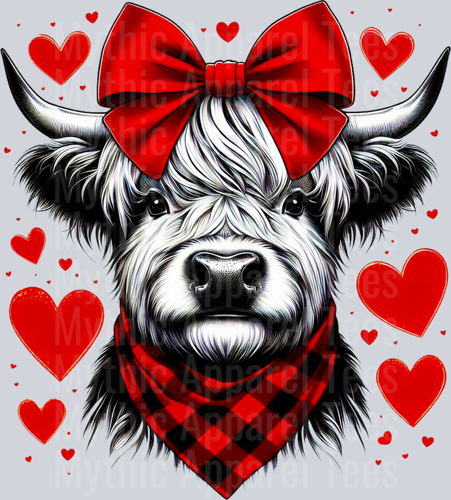 Highland Cow Plaid Bandanna 2 Style Combo Valentines Day Design