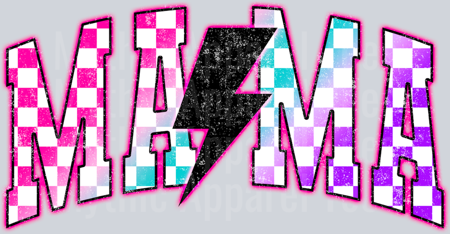 Color Neon Checkered Mama