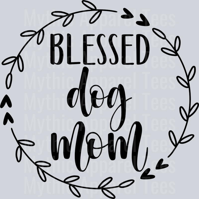 Blessed dog mom wreath Black DTF Dog Transfers