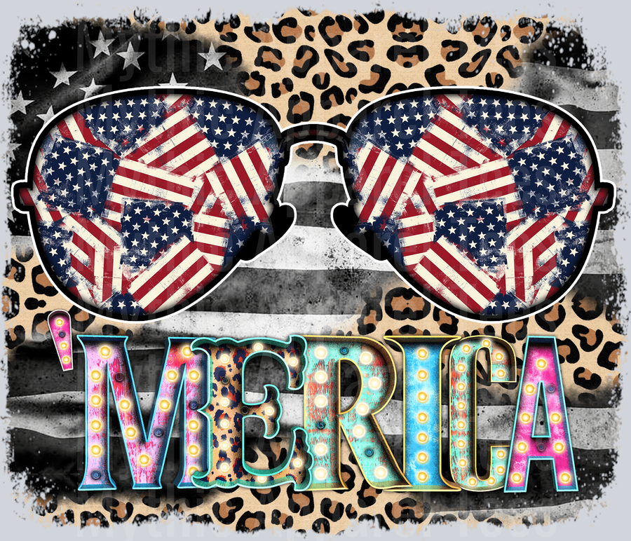 Merica Glasses Cheetah 4th of July DTF Patriotic Transfers