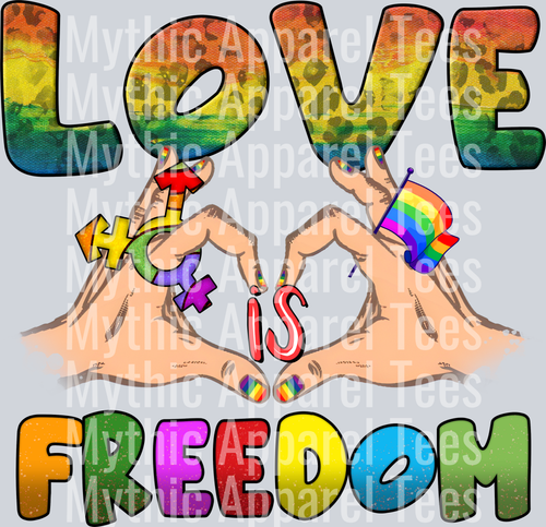 Love Freedom rainbow and hands LGBTQ+ Transfer