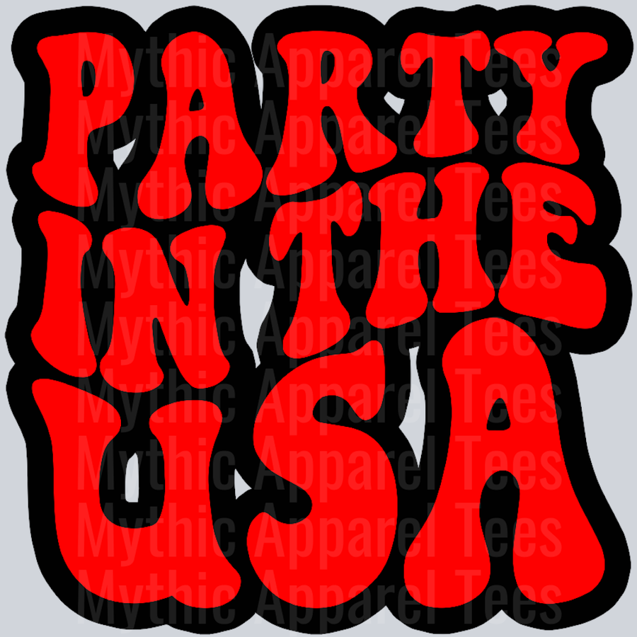 Party In The USA Wavey Retro Style Funny Shirt Design