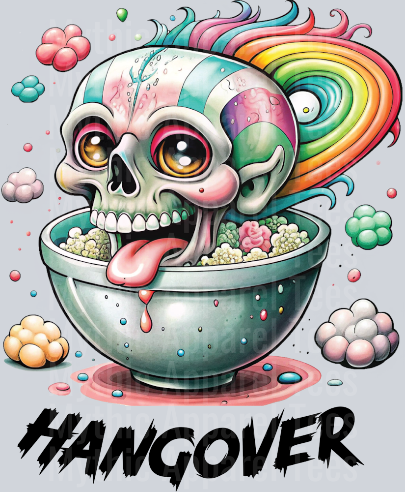 Hangover skull rainbow hair DTF Skull Transfers