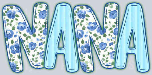 NaNa Light Blue Floral DTF NaNa Transfers