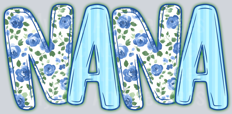 NaNa Light Blue Floral DTF NaNa Transfers