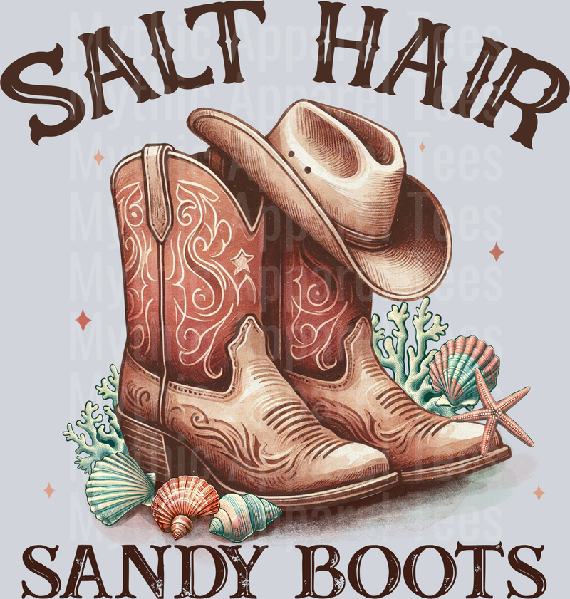 Salt Hair Sandy Boots Retro DTF Western Girl Transfers