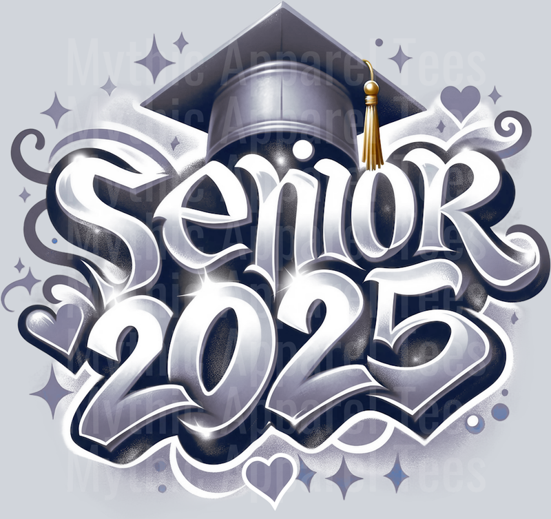 001 Airbrushed Senior 2025 GRAY DTF 2025 Senior Graduation Transfers
