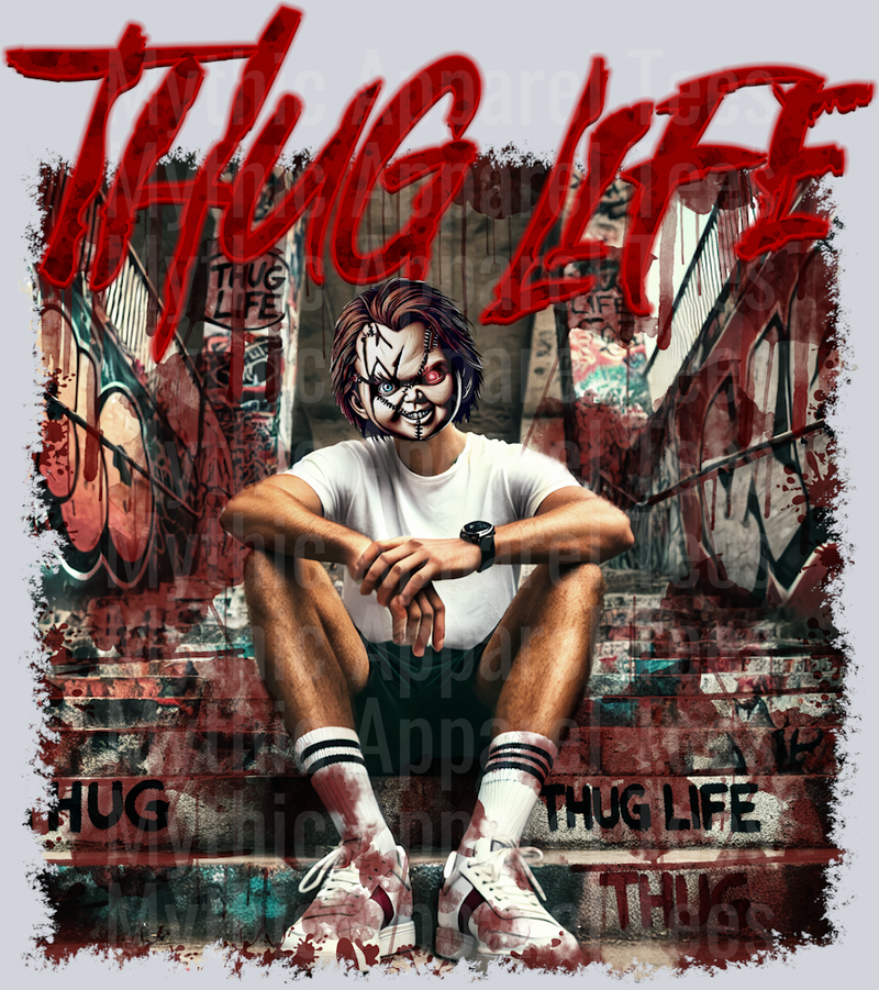 Chucky Bloody Steps on stairs Horror Movie DTF Thug Life Transfers