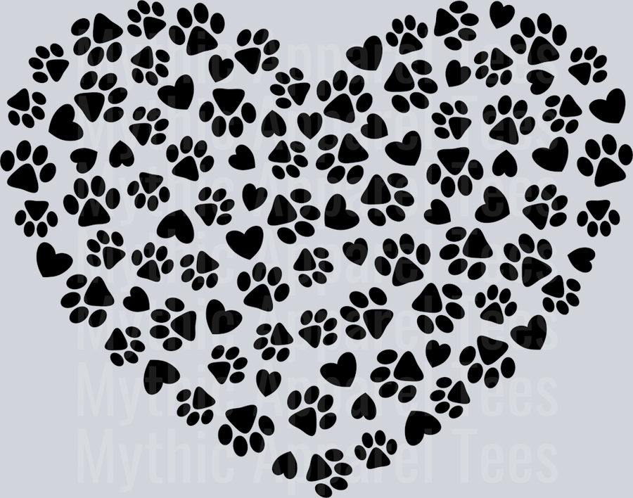 Dog paw heart paw print DTF Dog Transfers