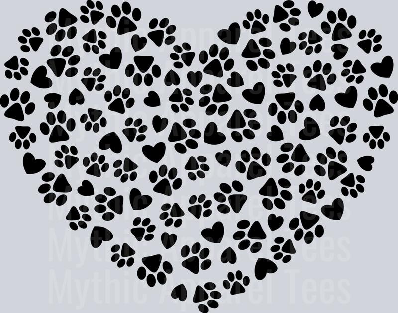 Dog paw heart paw print DTF Dog Transfers