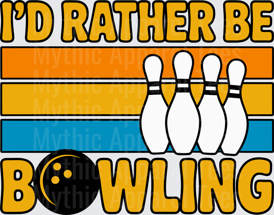 Bowling I'd Rather Be Bowling Pins and Ball Retro Stripe