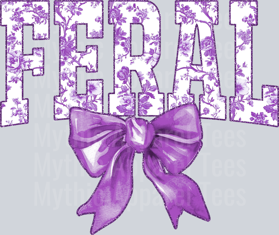 Lavender Feral College Font With Bow Floral Pattern Feral Life