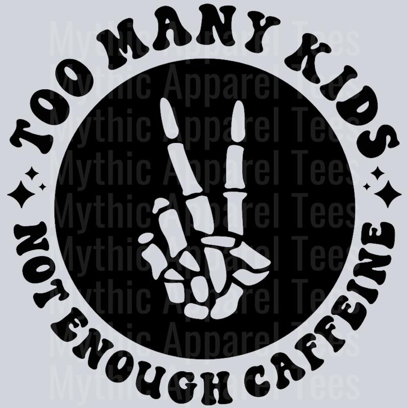 Too Many Kids Not Enough Caffeine Pocket Design Wavy Retro Funny Designs