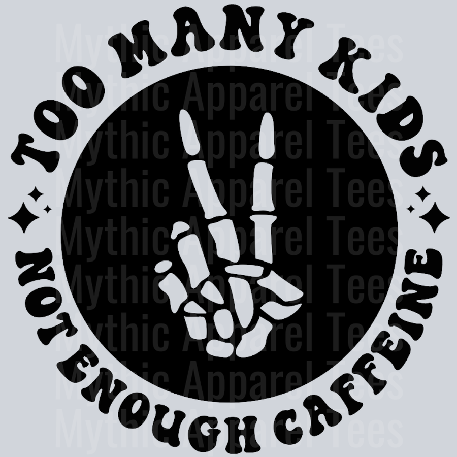 Too Many Kids Not Enough Caffeine Pocket Design Wavy Retro Funny Designs