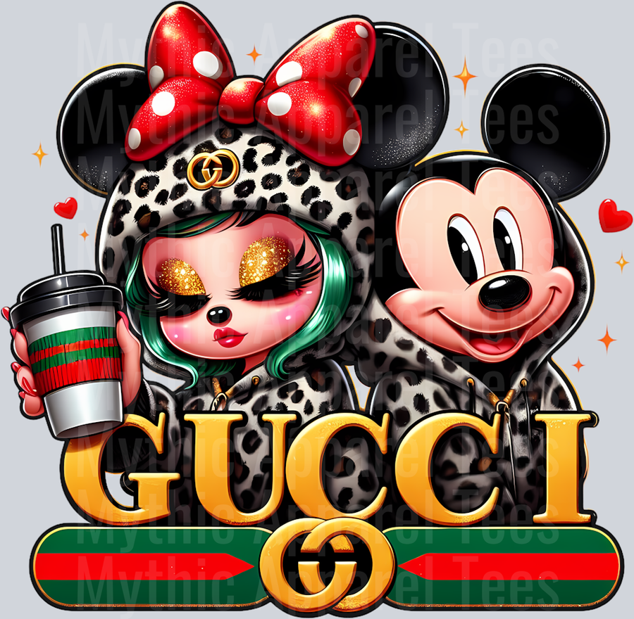 Big Gold Letters GUCCI Leopard print jacket Disney DTF Gucci Disney Transfers