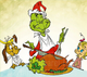 The Grinch Carving Christmas Turkey with Cindy Lou Who and Max the Dog Holiday Feast Scene