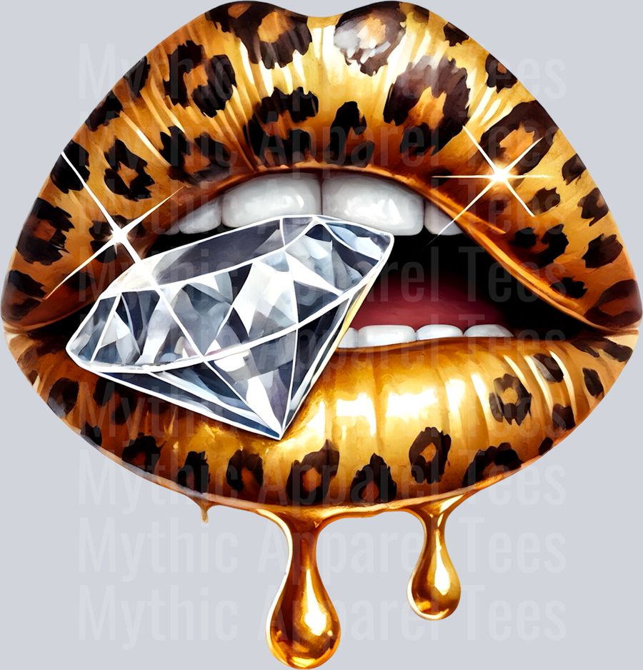 Gold Leopard Diamond Lips (25) DTF Glam Transfers