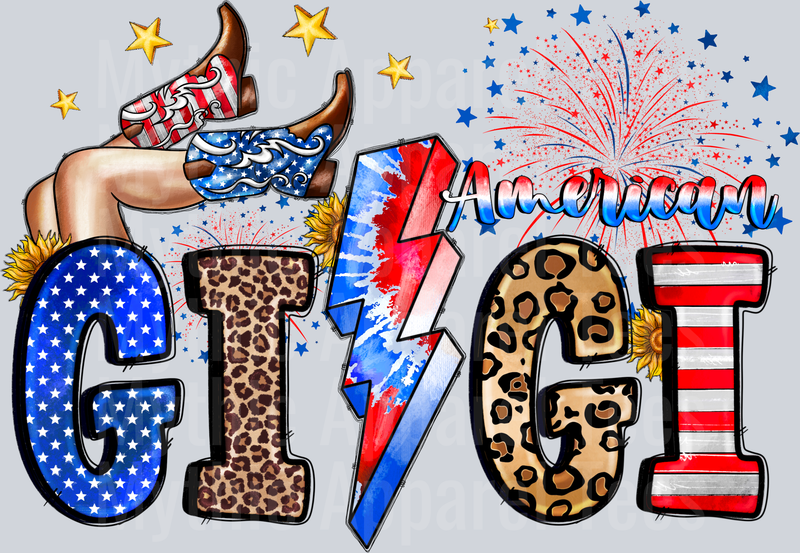 American Gigi 4th of july DTF Patriotic Transfers