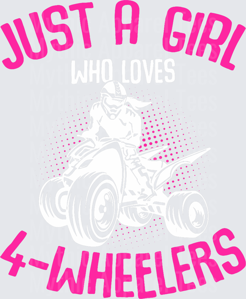 Just A Girl Who Loves 4-Wheelers Pink ATV Rider Halftone Design