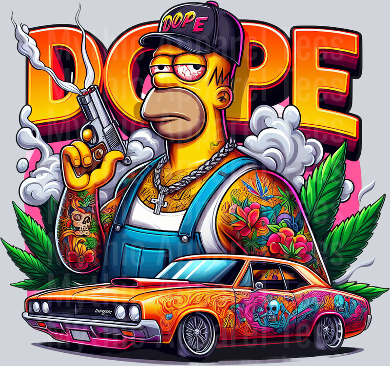 Homer Simpson Smoking Pop Culture DTF Weed Transfers