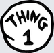 DR Seuss Thing 1 Black and White Circle Badge Logo