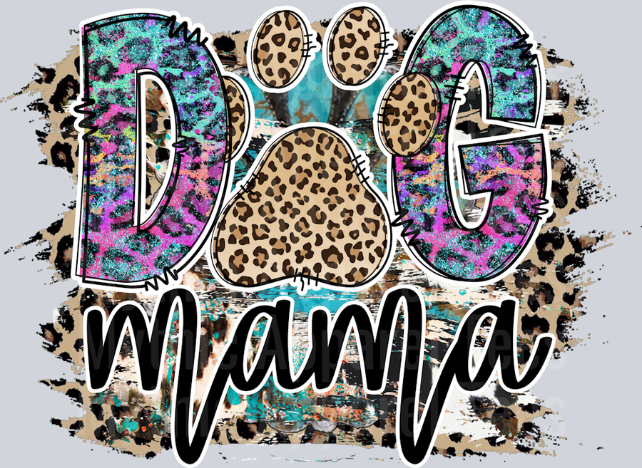 Dog Mama Animal Print Design DTF Dog Transfers