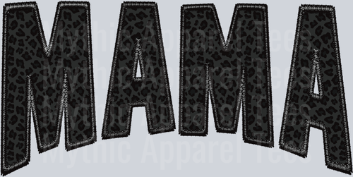 Black leopard embroidery mama DTF Mom Transfers