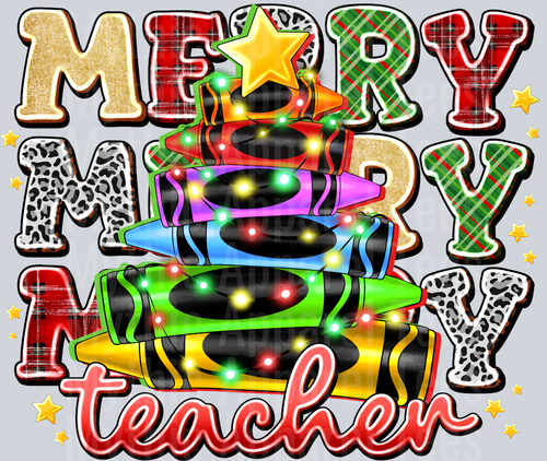 Merry Teacher Christmas Neon Lights