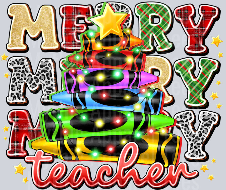 Merry Teacher Christmas Neon Lights