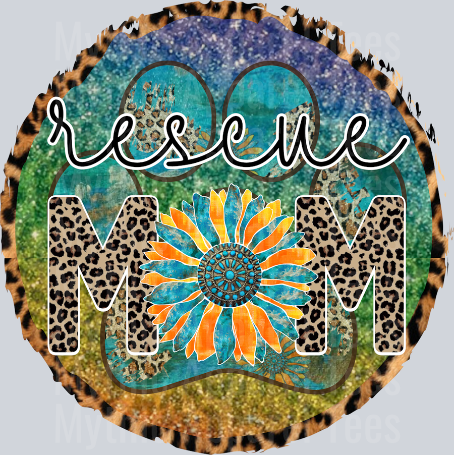 Dog Life Mom Sunflower print with blue DTF Dog Transfers