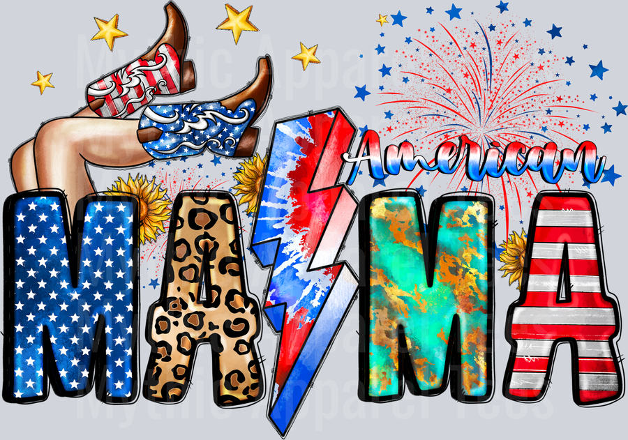 American Mama 2 4th of july DTF Patriotic Transfers