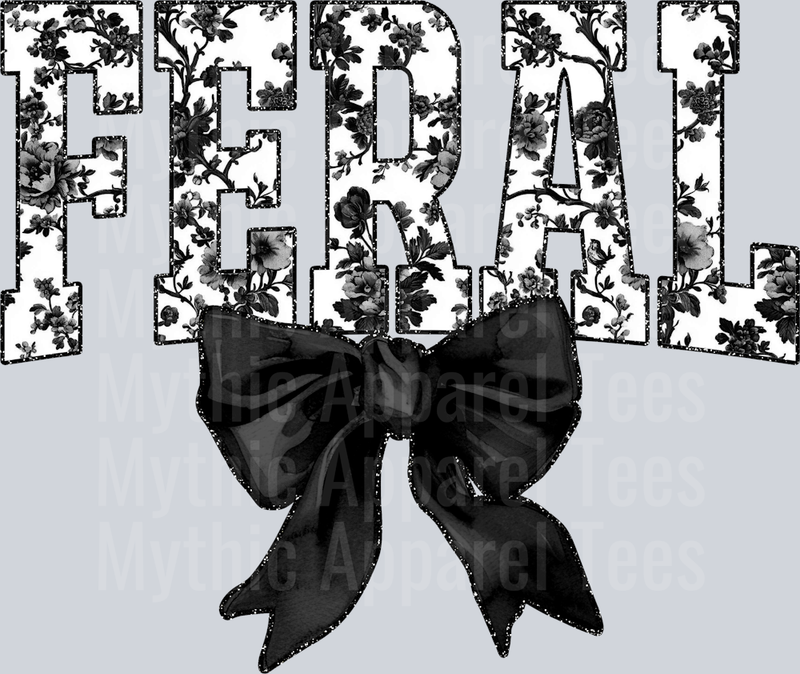 Black Feral College Font With Bow Floral Pattern Feral Life
