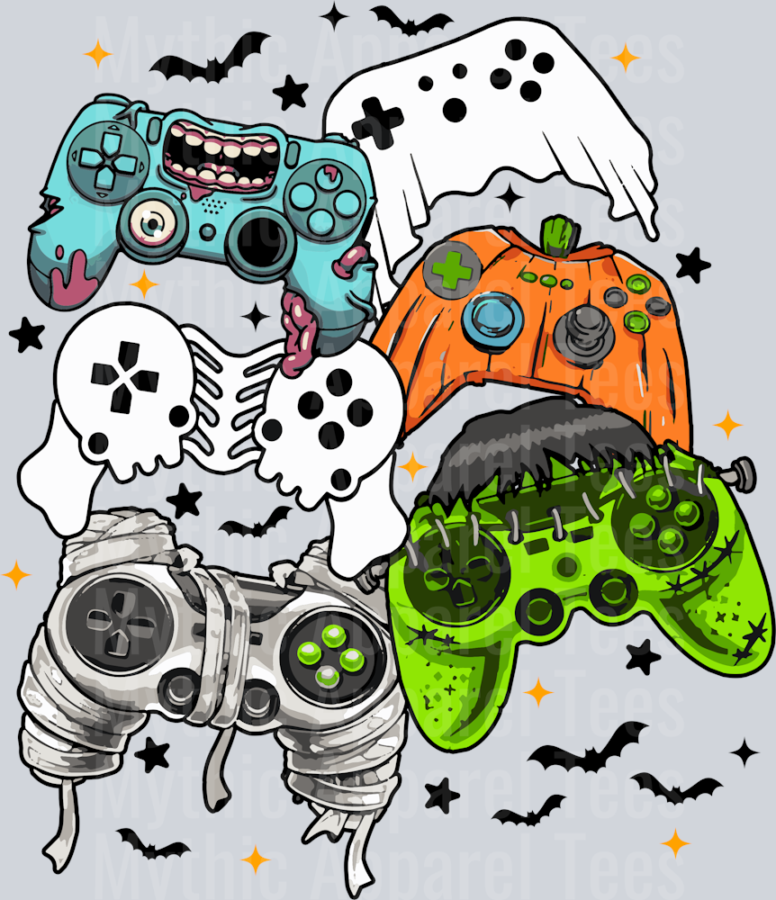 Gamer Controllers Halloween Design Spooky DTF Halloween Transfers