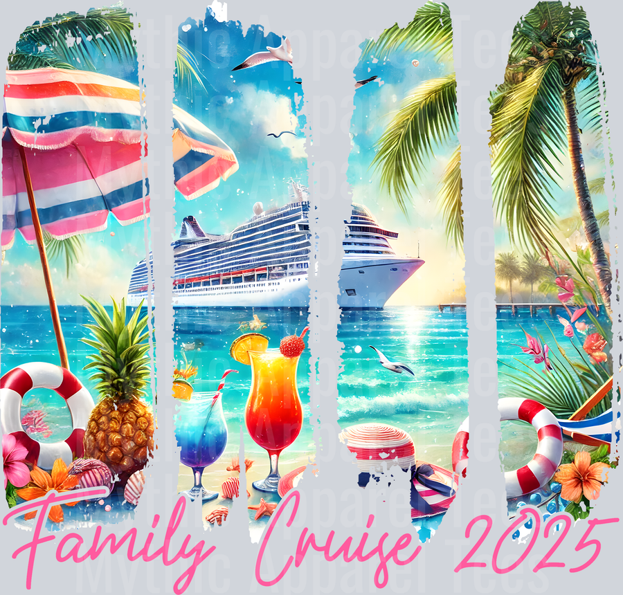 Family Cruise 2025 brush stroke DTF Summer Transfers