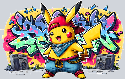 Pikachu Pokemon Graffiti DTF Pop Culture Transfers