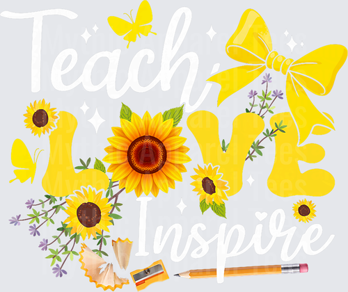 Teach Love Inspire Sunflower Bouquet Yellow Bow Butterfly Pencil Sharpener Teacher Design