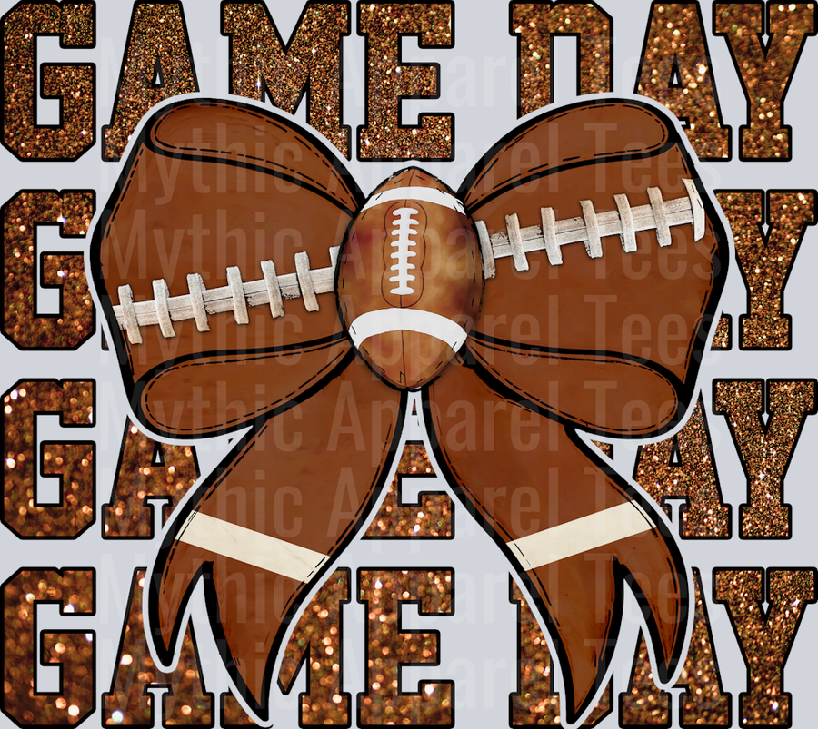 Gameday football ribbon with white stitches cute DTF Sports Transfers