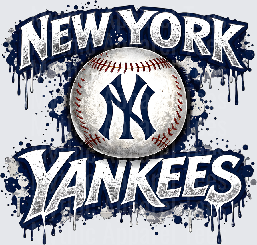 MLB Transfers New York Yankees Baseball Grunge Splatter Design