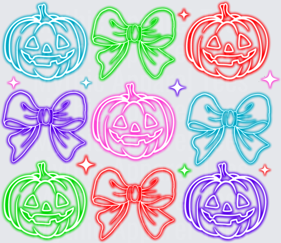 Halloween Neon Glow Jack-O-Lanterns and Bows Bundle