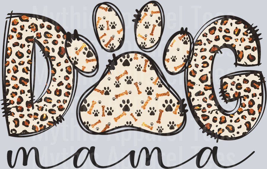 Dog Mama Leopard Pattern DTF Dog Transfers