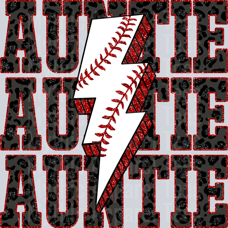 Baseball Auntie Stacked School Spirit & Sports